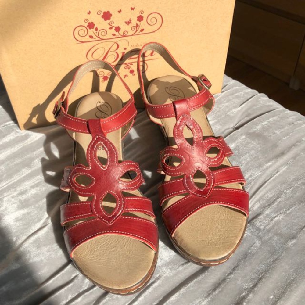 Brick Red Leather Sandal made in Portugal